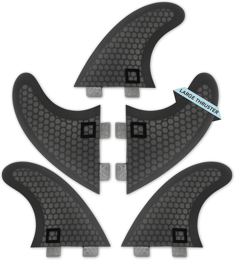 Surf Squared Honeycomb Fiberglass Performance Surf Fins – Fits Futures Single Tab - Ride as Twin, Thruster, or Quad – Durable, Lightweight & Versatile - Image 1